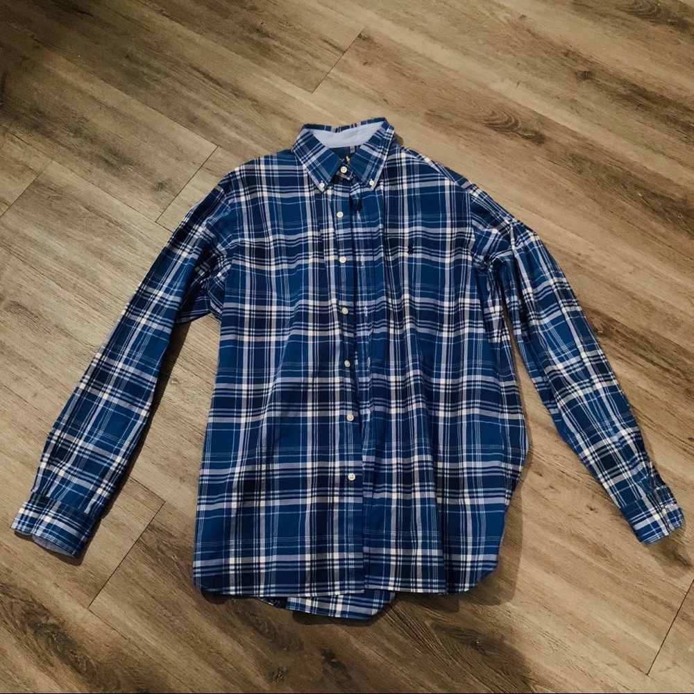 Blue Striped Ralph Lauren button up shirt